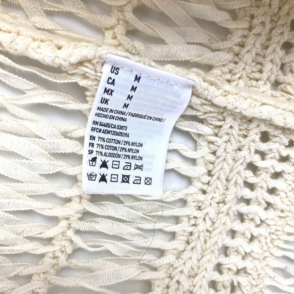 American Eagle Outfitters Cream Open-Knit Fringe Cardigan, Medium - Picture 5 of 5